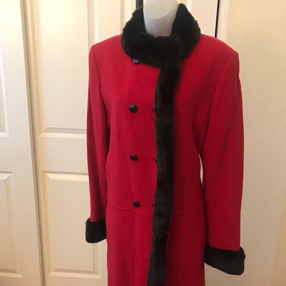OSCAR DE LA RENTA FUR TRIMMED WOOL/CASHMERE COAT